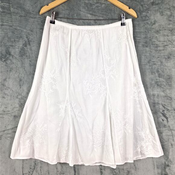 Womens Skirt Medium Petite Boho Floral Embroidered Fairy Cottagecore Gauzy Angel - Picture 1 of 7